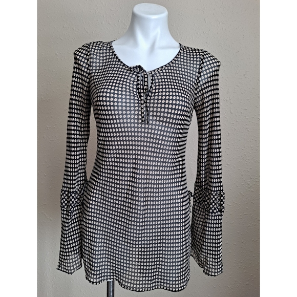 INC Bell Sleeve Silk Tunic Blouse - Picture 2 of 7